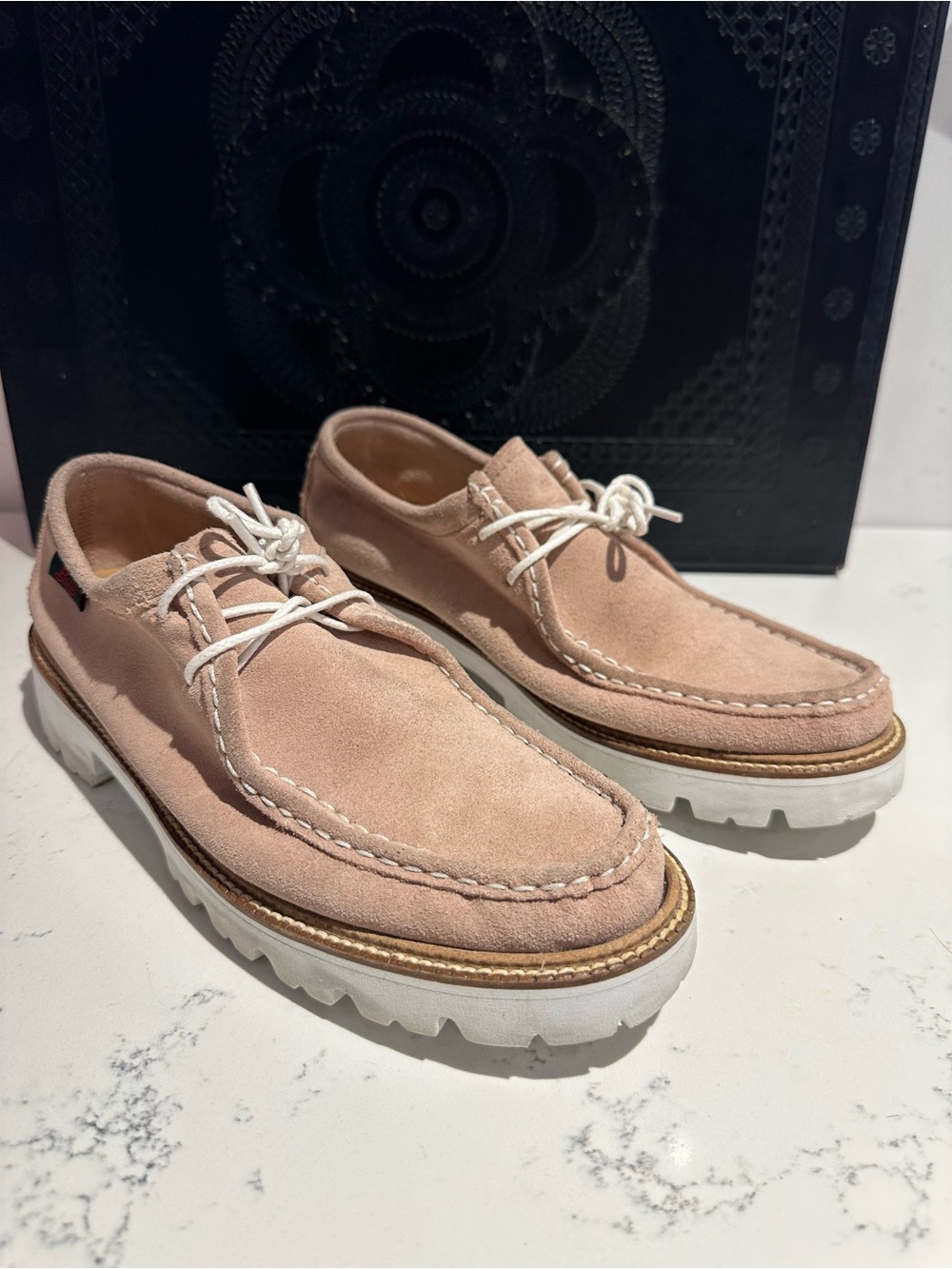 G.H. Bass & Co. Men's Suede Boat Shoes in Blush Pink